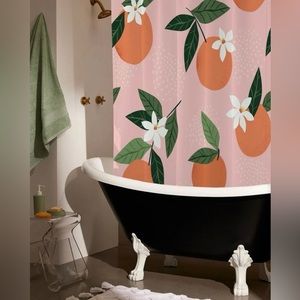 Farmhouse Citrus Orange Shower Curtain & Hooks